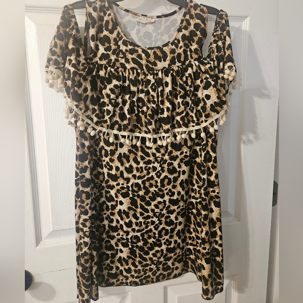 Leopard Print Cold-Shoulder Tunic